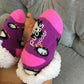 Pudus Cozy Winter Slipper Socks for Toddlers with Non-Slip Grippers and Faux Fur Sherpa Fleece - Baby Boy and Girl Fuzzy Socks (Ages 1-3) Purple Penguin - Toddler  Slipper Sock