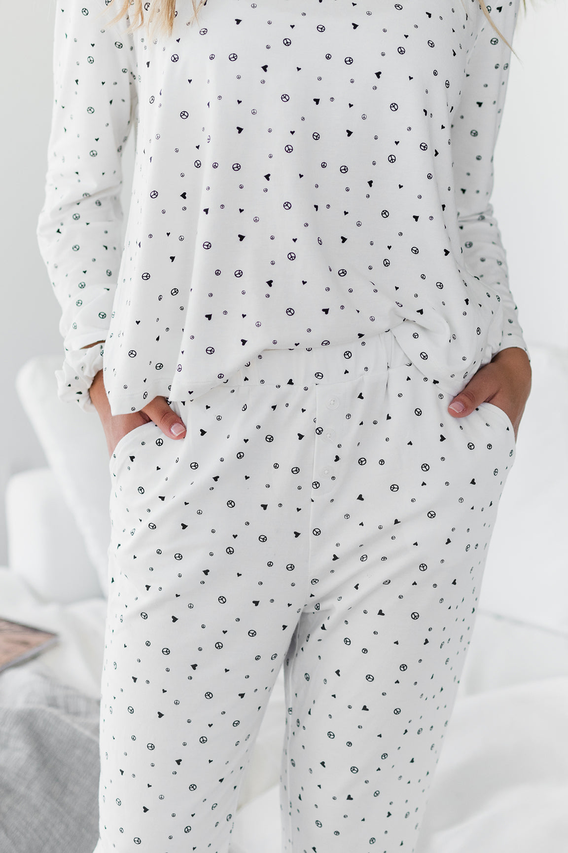 Sienna Narrow Leg Sleep Pant | Ivory Allover Print