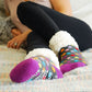 Pudus Cozy Winter Slipper Socks for Women and Men with Non-Slip Grippers and Faux Fur Sherpa Fleece - Adult Regular Fuzzy Socks Polka Dot Multi - Classic Slipper Sock