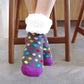 Pudus Cozy Winter Slipper Socks for Women and Men with Non-Slip Grippers and Faux Fur Sherpa Fleece - Adult Regular Fuzzy Socks Polka Dot Multi - Classic Slipper Sock
