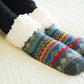 Pudus Cozy Winter Slipper Socks for Women and Men with Non-Slip Grippers and Faux Fur Sherpa Fleece - Adult Regular Fuzzy Socks Nordic Grey - Classic Slipper Sock