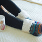 Pudus Cozy Winter Slipper Socks for Women and Men with Non-Slip Grippers and Faux Fur Sherpa Fleece - Adult Regular Fuzzy Socks Nordic Grey - Classic Slipper Sock