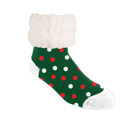 Christmas Polkadot - Recycled Slipper Socks