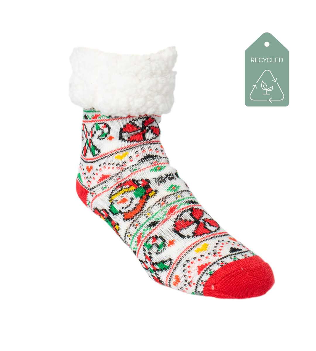 Christmas Snow Candy - Recycled Slipper Socks