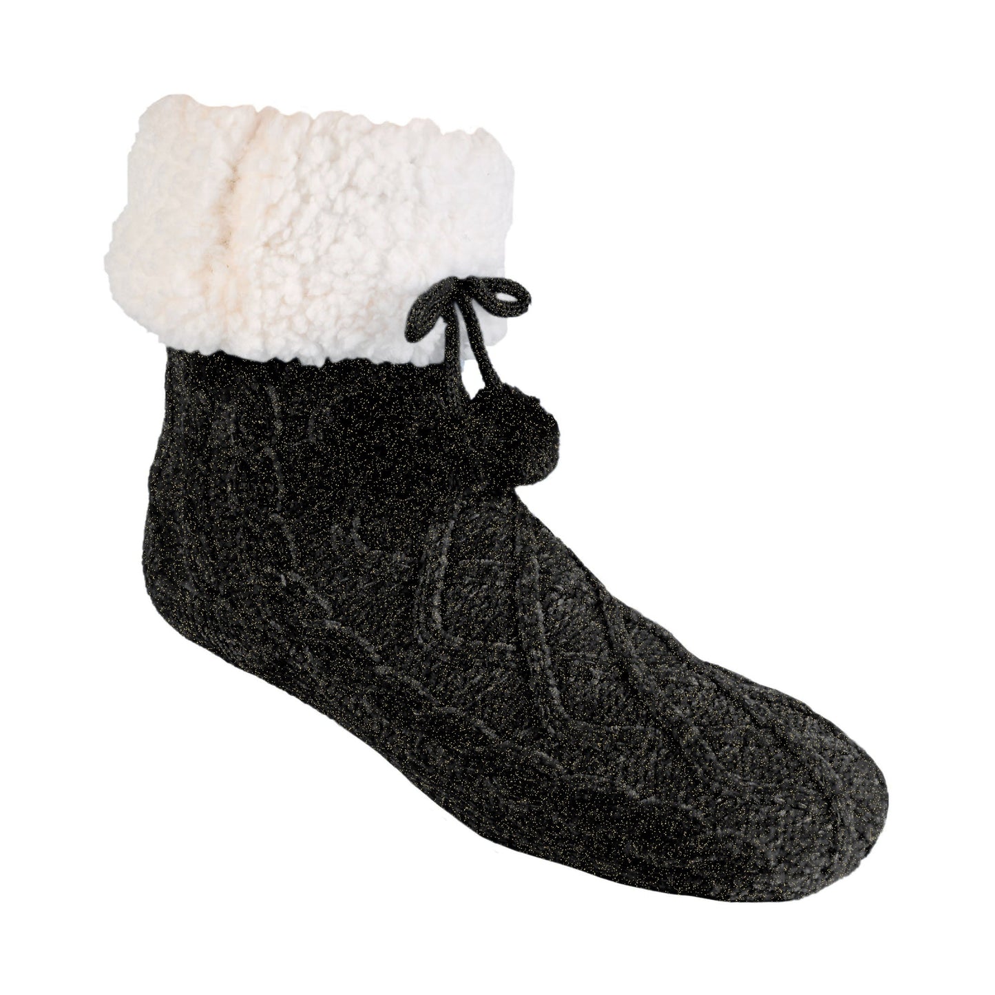 Chenille Knit Holiday Black - Kids Recycled Slipper Socks