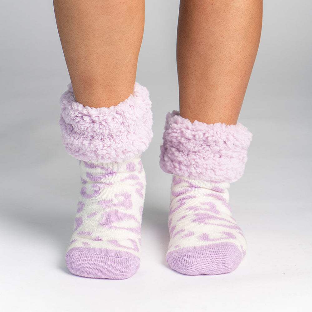 Classic Slipper Socks | Cheetah Lavender