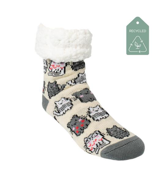 City Cat Champagne - Recycled Slipper Socks