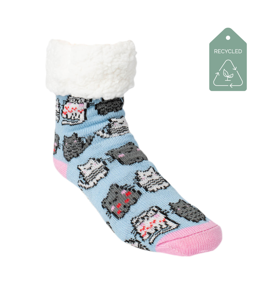 City Cat Iceblue - Recycled Slipper Socks