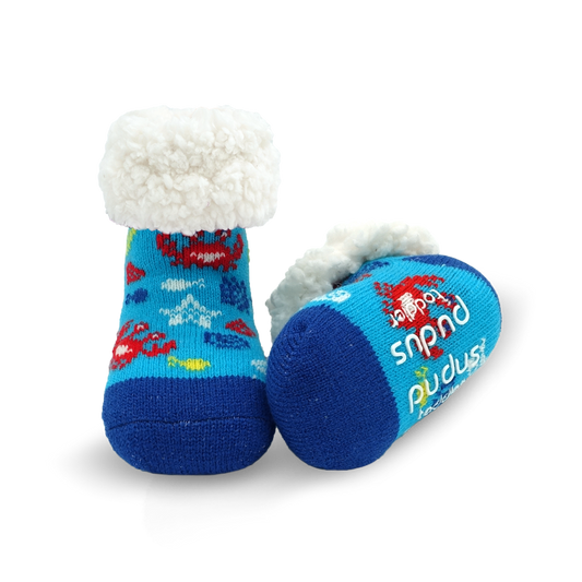 Toddler Classic Slipper Socks | Crab Blue