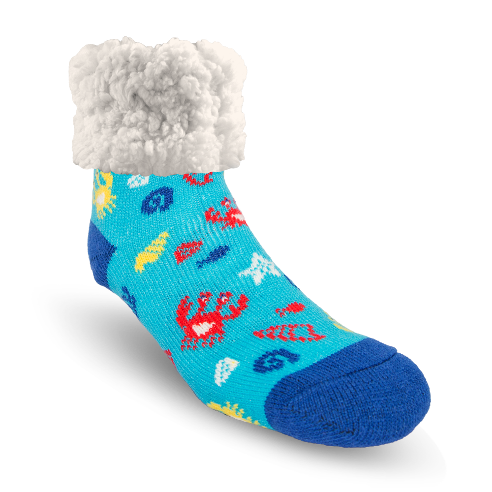 Kids Classic Slipper Socks | Crab Blue