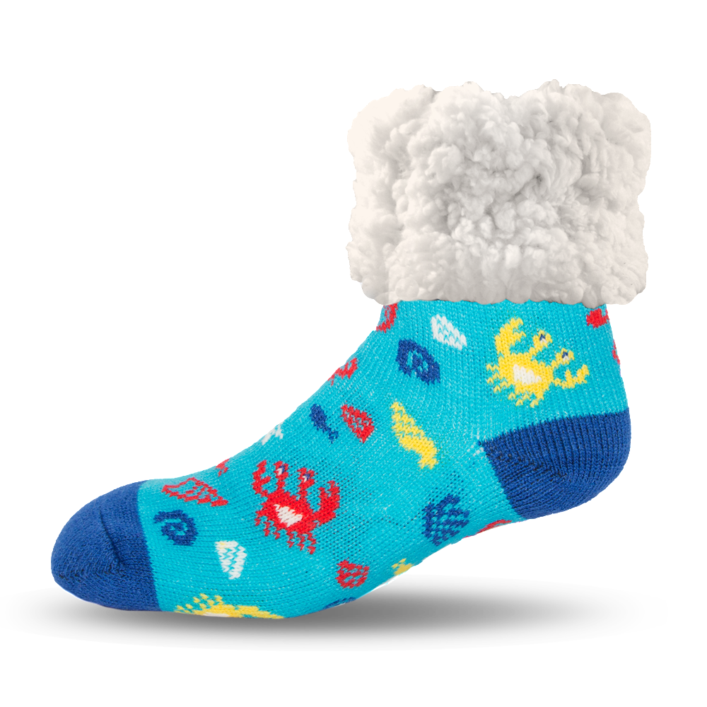 Kids Classic Slipper Socks | Crab Blue