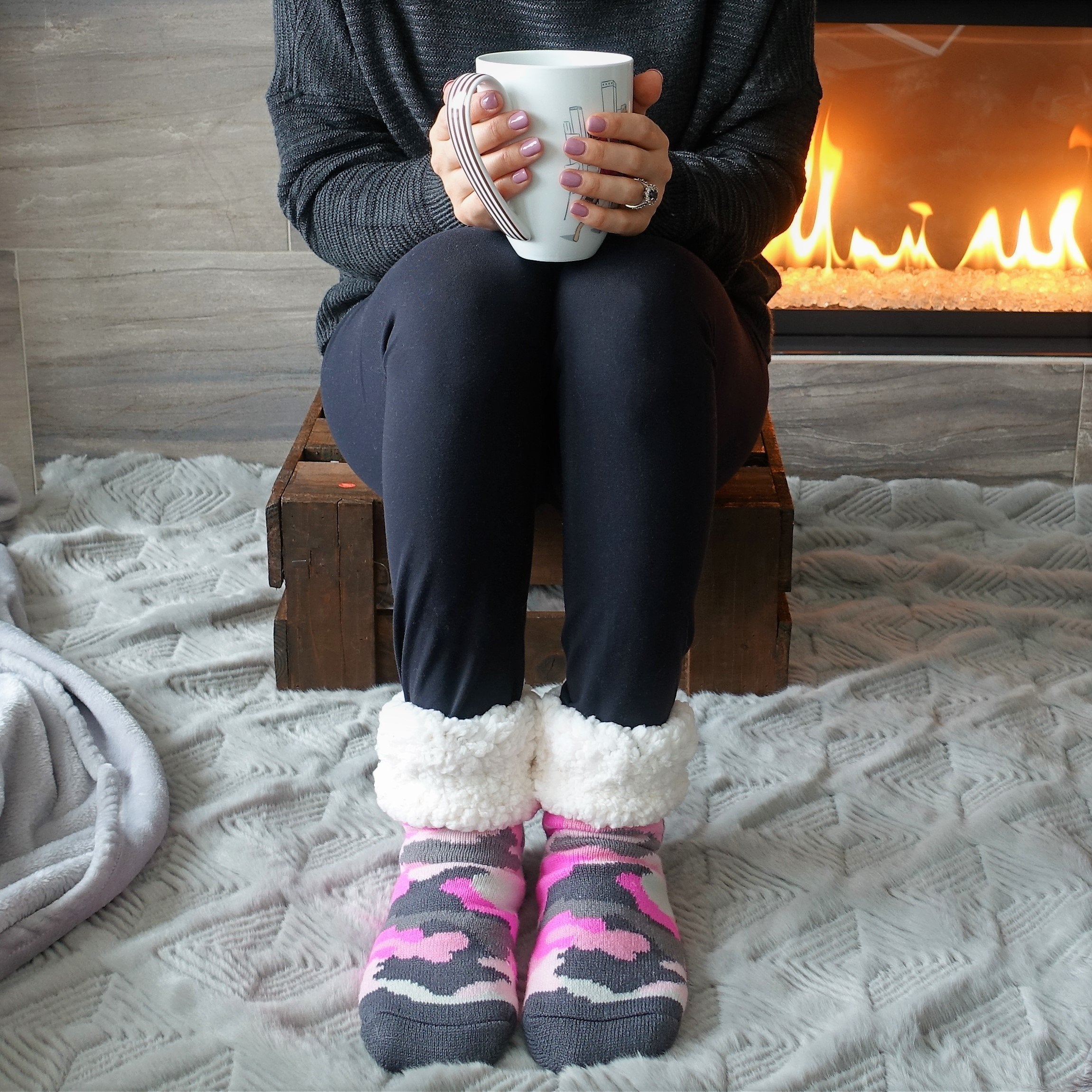 Cozy sock slippers top