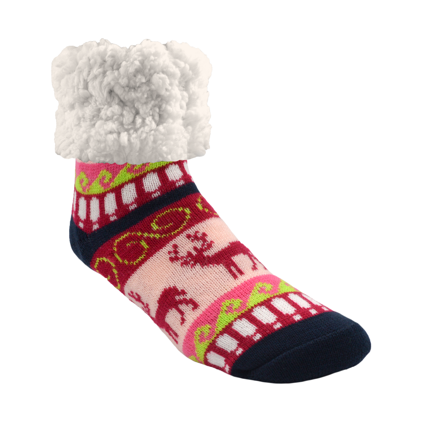 Classic Slipper Socks | Reindeer Raspberry