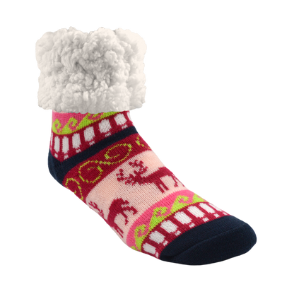 Classic Slipper Socks | Reindeer Raspberry