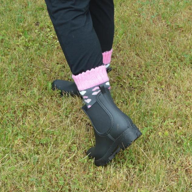 Boot Sock Heart Pink Adult Large Short