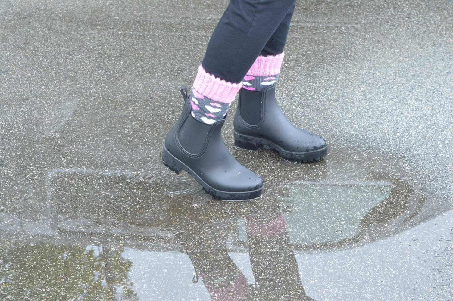 Boot Sock Heart Pink Adult Large Short