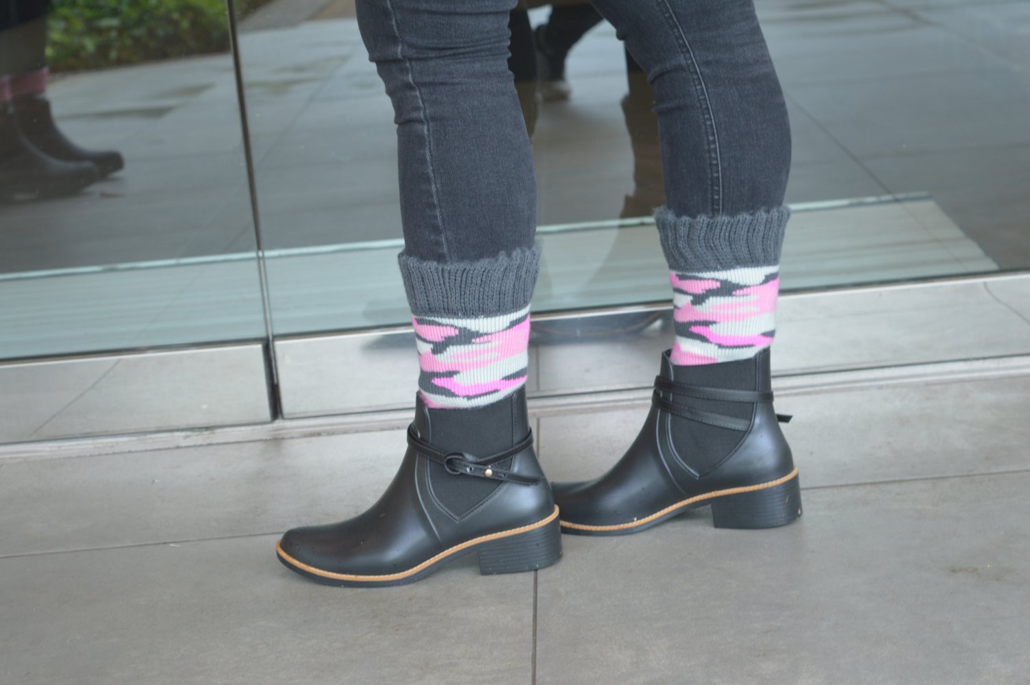Boot Sock Camo Pink Adult Large Short