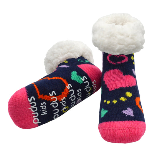 Kids Classic Slipper Socks | Heart Navy