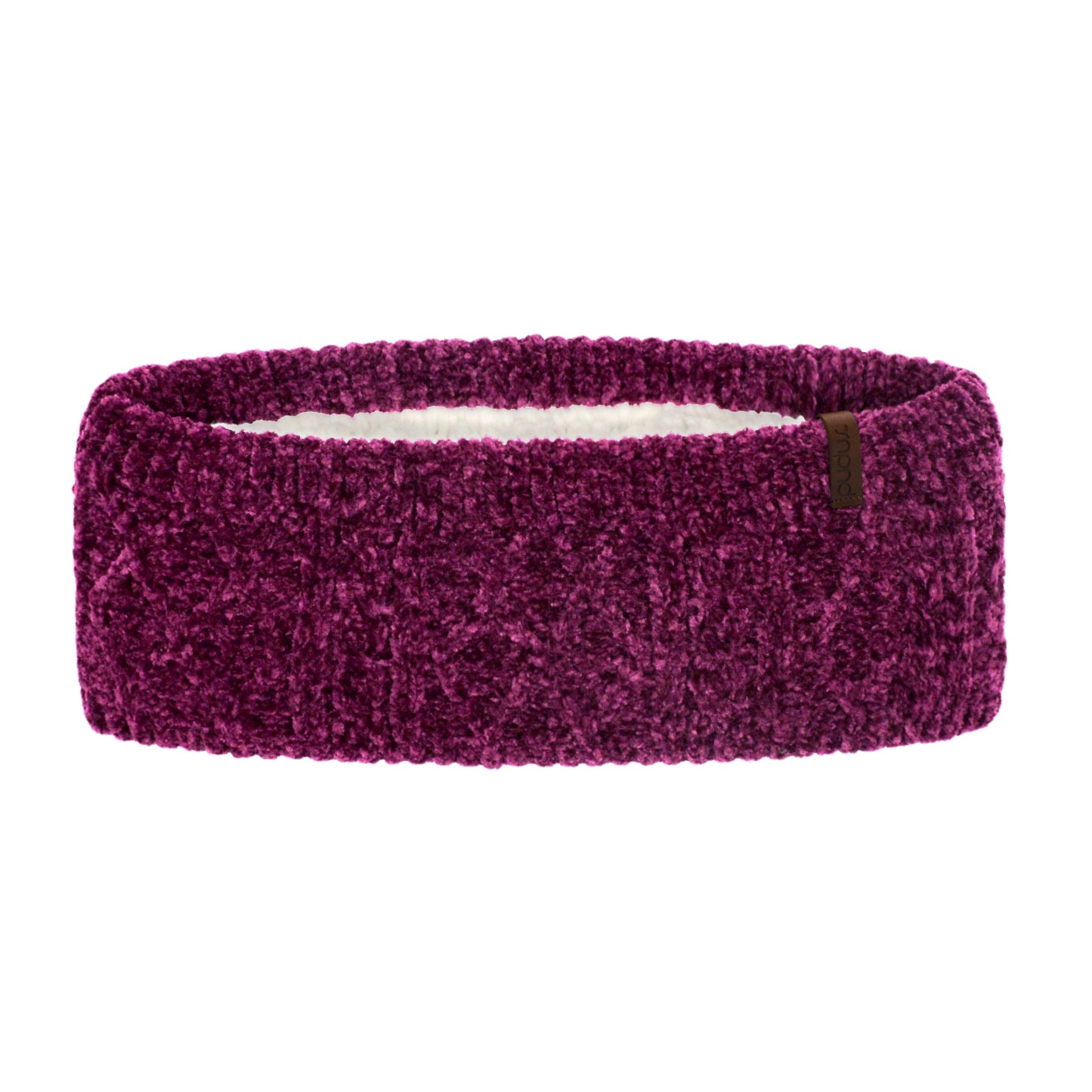 Pudus Winter Headbands for Women - Chenille Cable Knit Ear Warmer Headwrap Headband with Warm Faux Fur Fleece Lining Cable Knit Dark Purple Chenille - Headband Adult