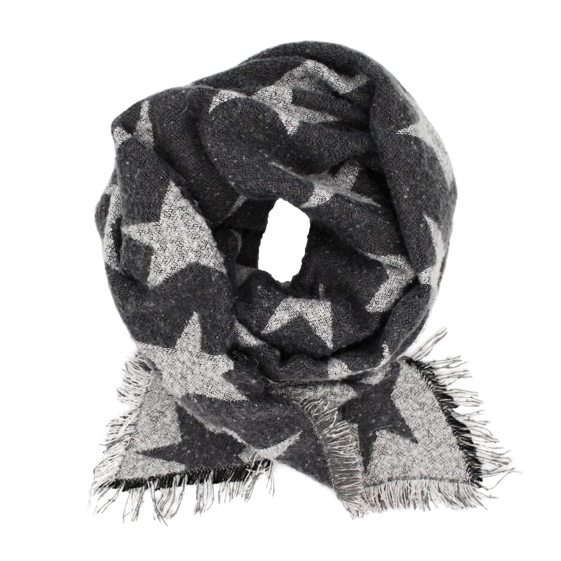 Blanket Scarf Stars Grey - Women's Warm Blanket Scarf, Fall & Winter Oversized Shawl Wrap PashminaPudus Women's Warm Blanket Scarf, Fall & Winter Oversized Wrap & Travel Shawl