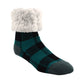 Pudus Cozy Winter Slipper Socks for Women and Men with Non-Slip Grippers and Faux Fur Sherpa Fleece - Adult Regular Fuzzy Socks Lumberjack Harbor - Classic Slipper Sock