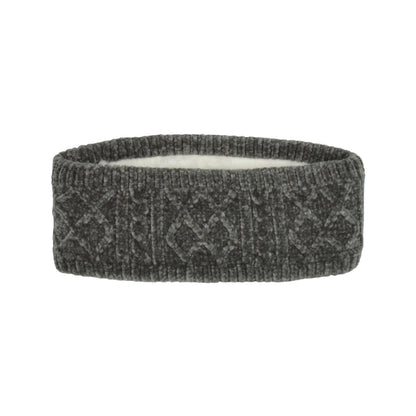 Pudus Winter Headbands for Women - Chenille Cable Knit Ear Warmer Headwrap Headband with Warm Faux Fur Fleece Lining Cable Knit Grey Chenille - Headband Adult