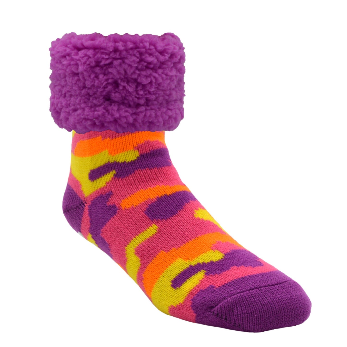 Bright Classic Slipper Socks | Camo Purple