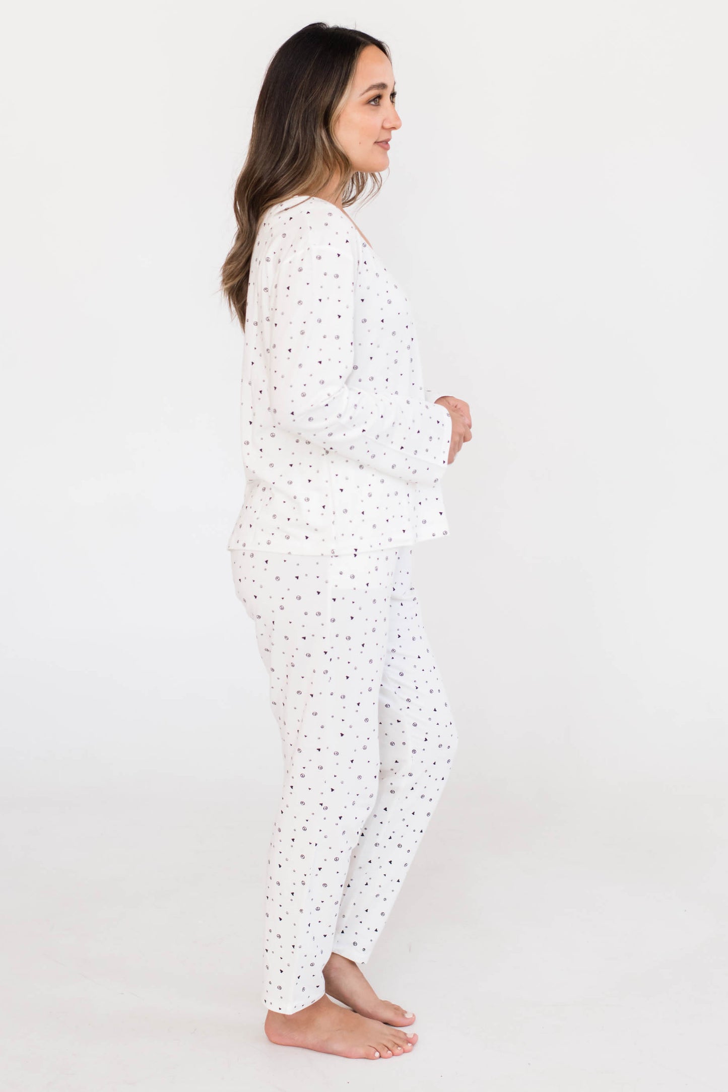 Sienna Narrow Leg Sleep Pant | Ivory Allover Print