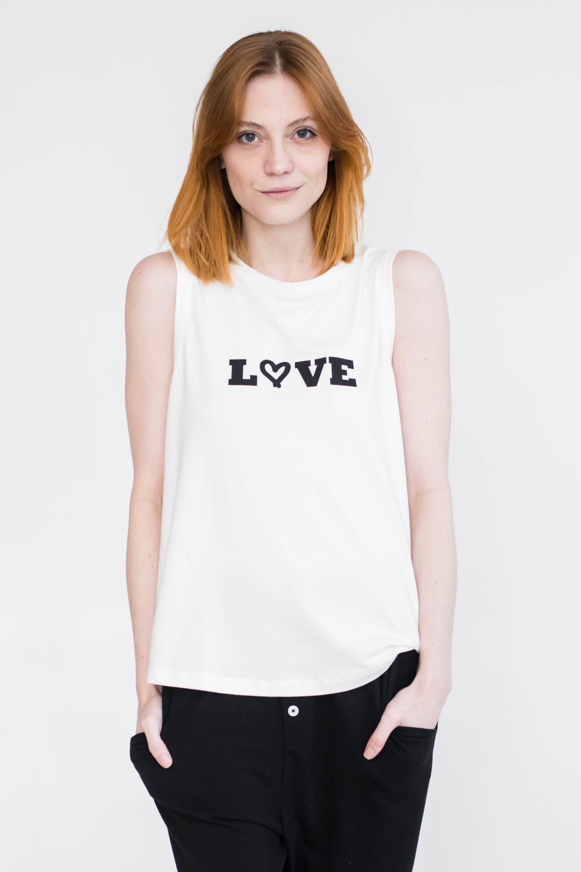 Amy Relaxed Crew Neck Sleep Tank | Ivory