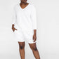 Darin V-Neck 3/4 Sleeve Sweatshirt | White