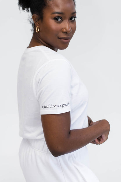 Lilac Classic T-Shirt | Mindfulness x Gratitude | White