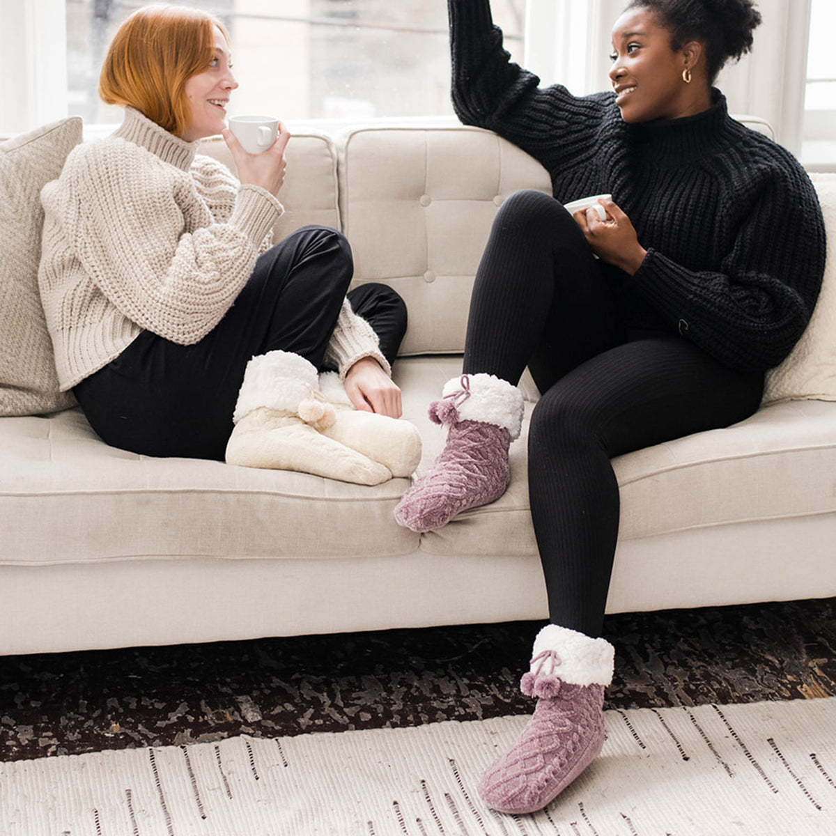 Chenille Knit Cloud - Recycled Slipper Socks