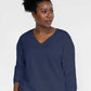 Darin V-Neck 3/4 Sleeve Sweatshirt | Gray Dawn