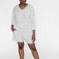 Darin V-Neck 3/4 Sleeve Sweatshirt | Pebble Grey