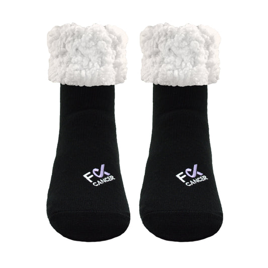 F Cancer x Pudus Classic Slipper Socks | Black