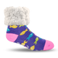 Pudus Cozy Winter Slipper Socks for Women and Men with Non-Slip Grippers and Faux Fur Sherpa Fleece - Adult Regular Fuzzy School Of Fish - Classic Slipper Sock