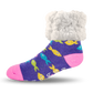 Pudus Cozy Winter Slipper Socks for Women and Men with Non-Slip Grippers and Faux Fur Sherpa Fleece - Adult Regular Fuzzy School Of Fish - Classic Slipper Sock
