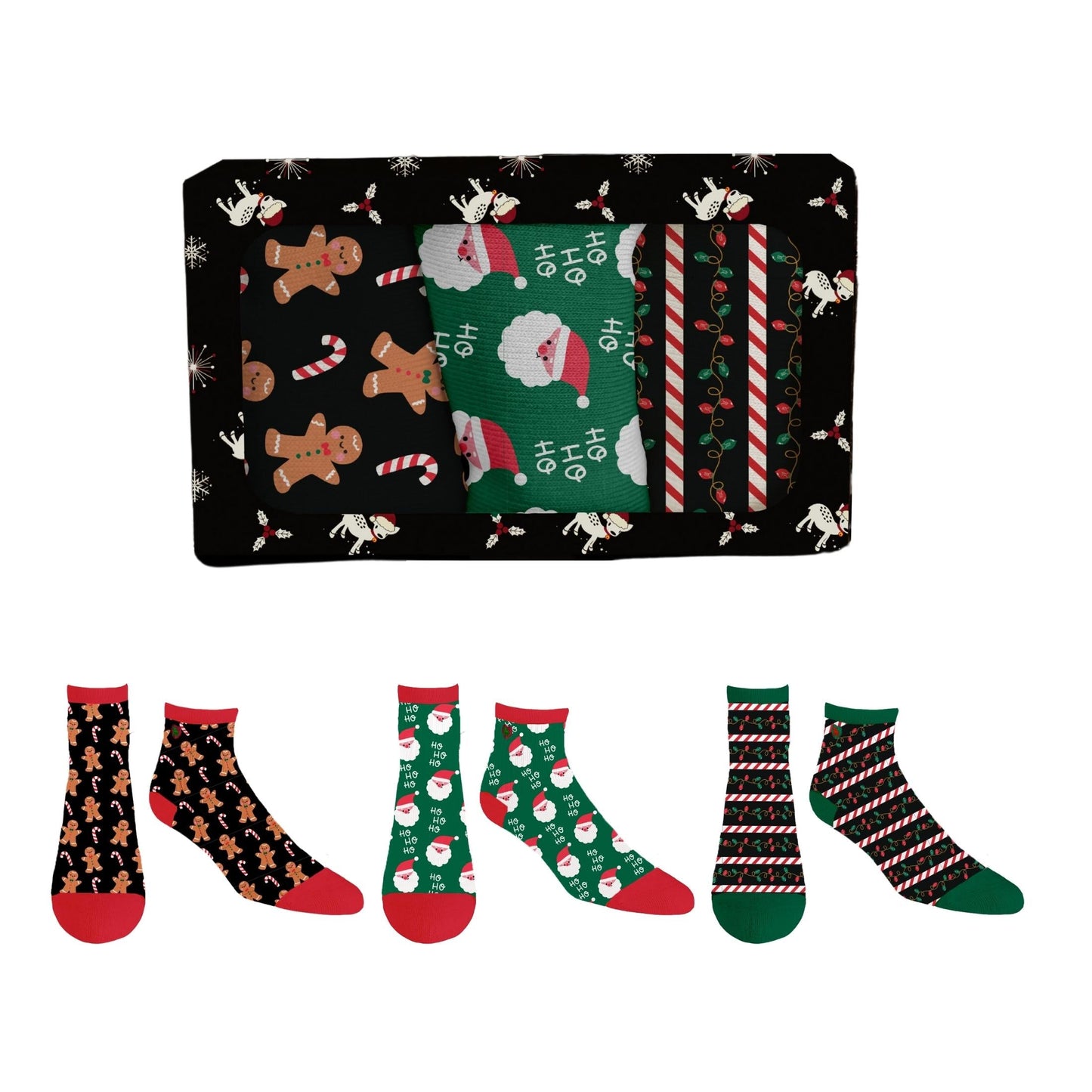 Candy Cane, Gingerbread Man & Santa | Holiday 3 - Pack Gift Sets | Quarter Crew Bamboo Socks