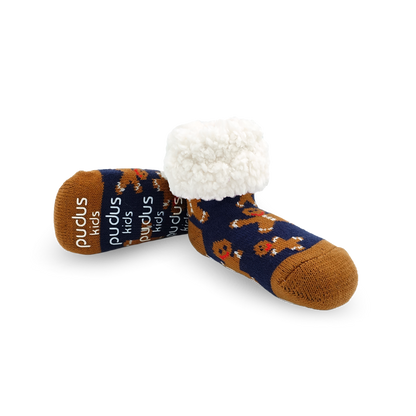 Kids Classic Slipper Socks | Gingerbread Navy