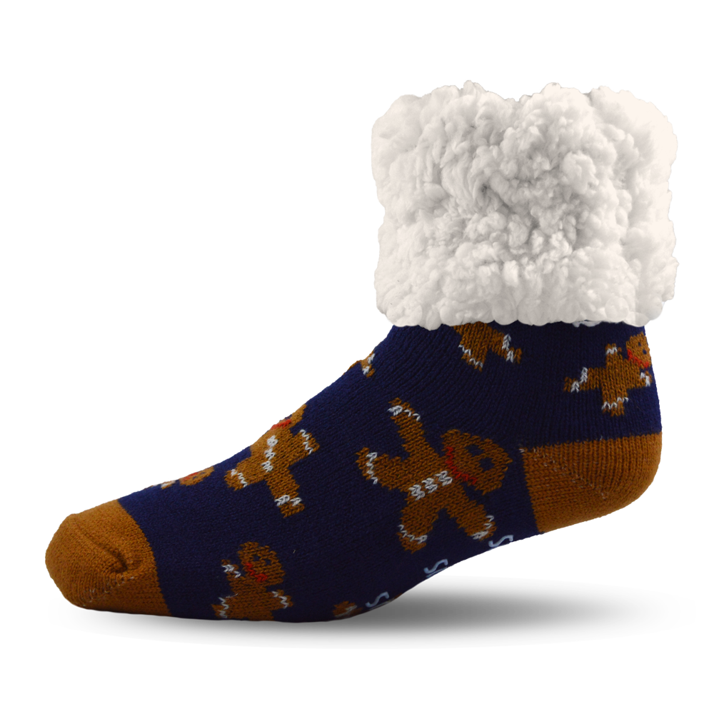Kids Classic Slipper Socks | Gingerbread Navy