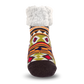 Pudus Cozy Winter Slipper Socks for Women and Men with Non-Slip Grippers and Faux Fur Sherpa Fleece - Adult Regular Fuzzy Socks Geometric Green - Classic Slipper Sock