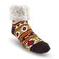 Pudus Cozy Winter Slipper Socks for Women and Men with Non-Slip Grippers and Faux Fur Sherpa Fleece - Adult Regular Fuzzy Socks Geometric Green - Classic Slipper Sock