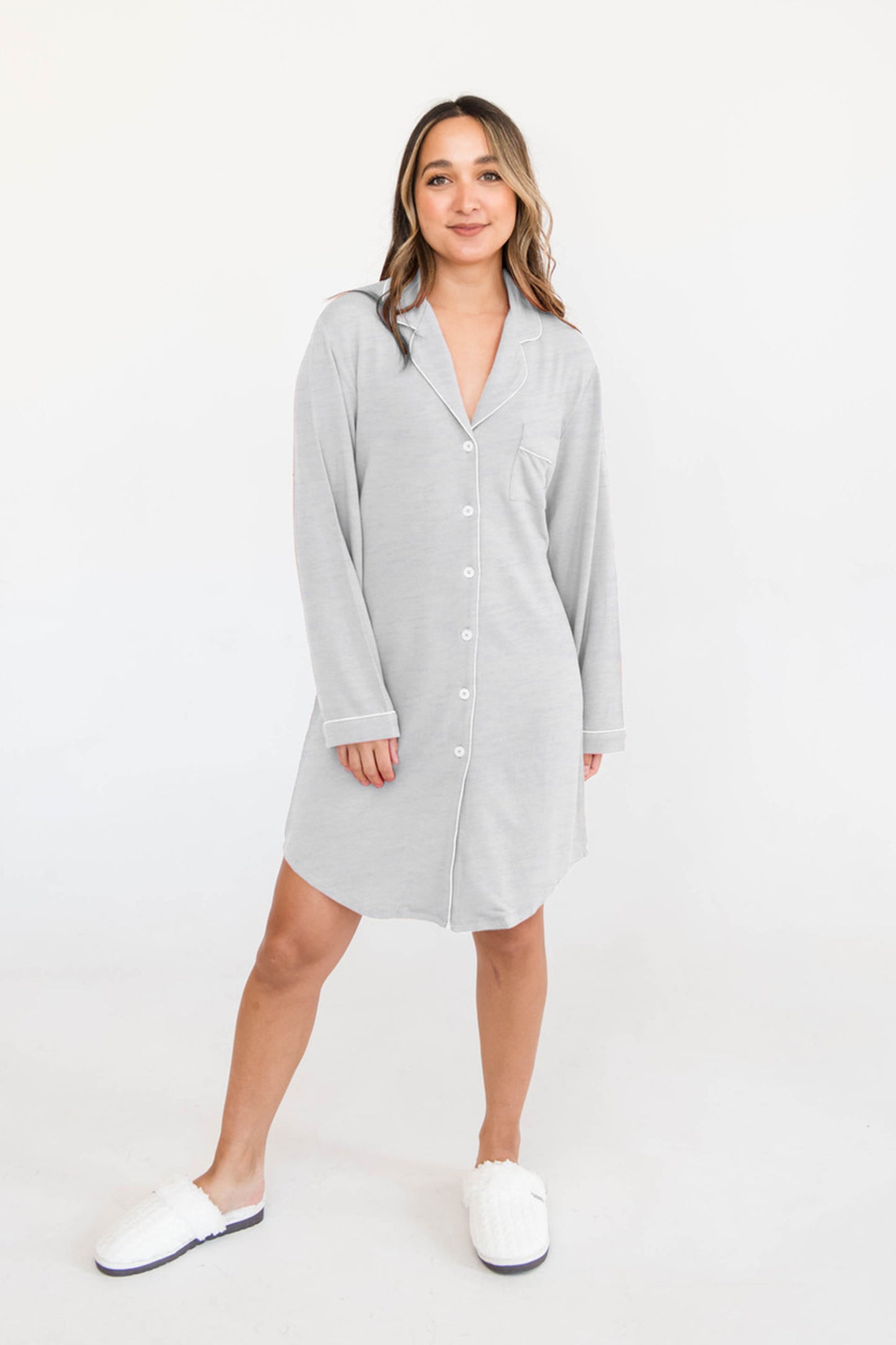Gracie Sleep Shirt Dress | Pebble Grey