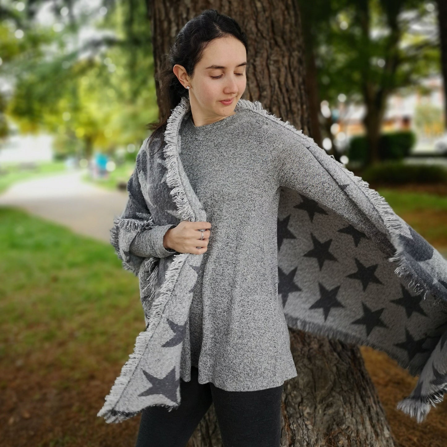 Blanket Scarf Stars | Grey