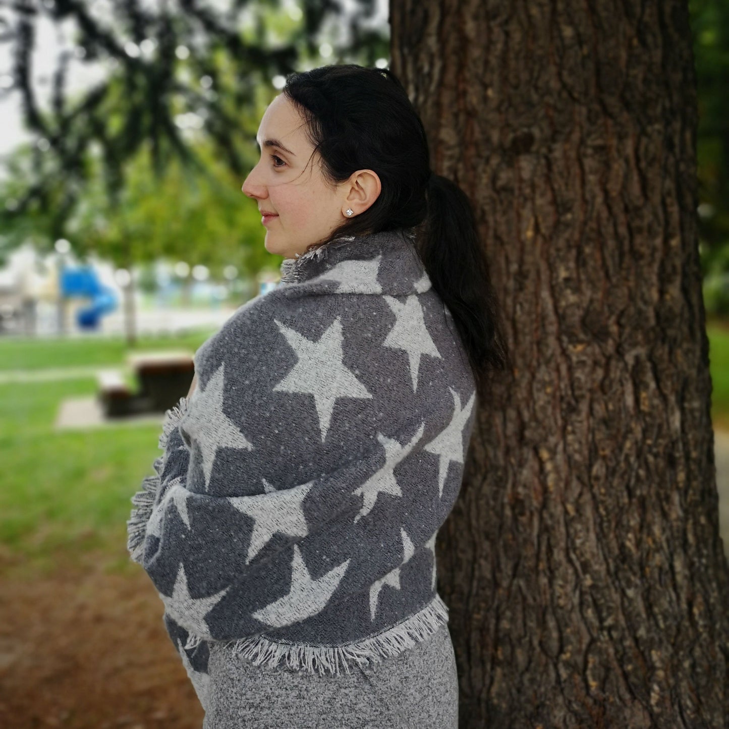 Blanket Scarf Stars | Grey
