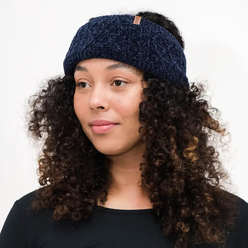 Recycled Headband - Chenille Knit Bluesail
