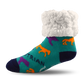 Pudus Cozy Winter Slipper Socks for Women and Men with Non-Slip Grippers and Faux Fur Sherpa Fleece - Adult Regular Fuzzy Socks Crabs - Equestrian - Classic Slipper Sock
