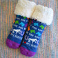 Pudus Cozy Winter Slipper Socks for Women and Men with Non-Slip Grippers and Faux Fur Sherpa Fleece - Adult Regular Fuzzy Socks I ™¡ My Horse - Classic Slipper Sock
