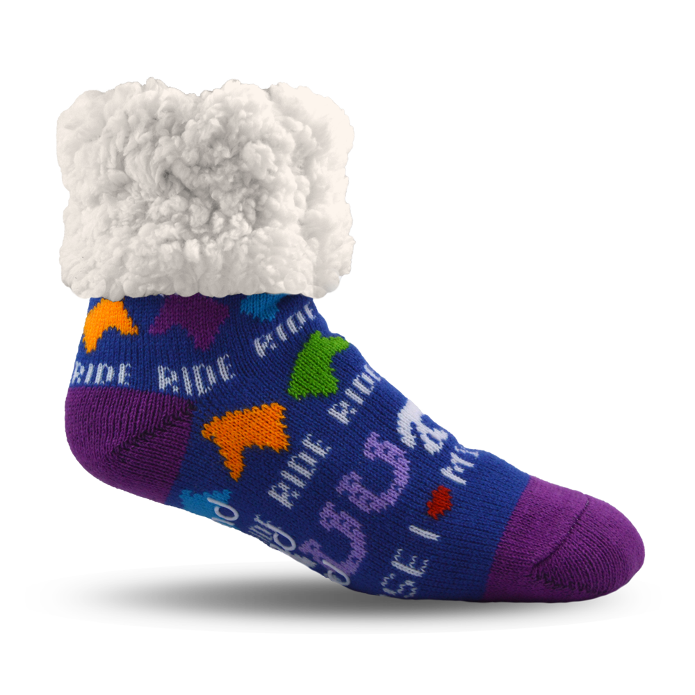 Pudus Cozy Winter Slipper Socks for Women and Men with Non-Slip Grippers and Faux Fur Sherpa Fleece - Adult Regular Fuzzy Socks I ™¡ My Horse - Classic Slipper Sock
