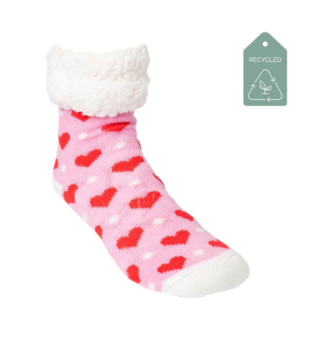 Heart Candy Pink - Recycled Slipper Socks